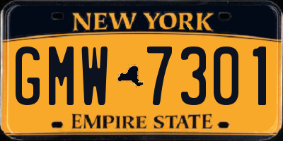 NY license plate GMW7301