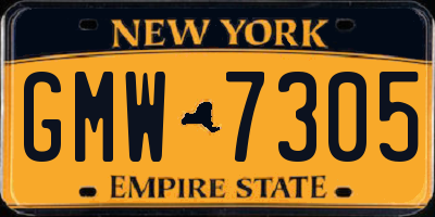 NY license plate GMW7305