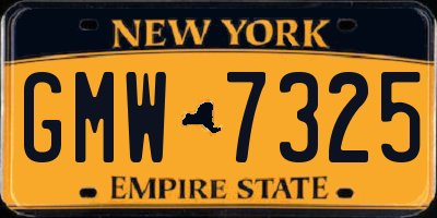 NY license plate GMW7325