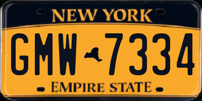 NY license plate GMW7334