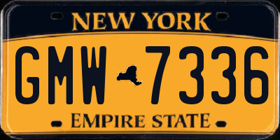 NY license plate GMW7336