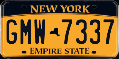 NY license plate GMW7337