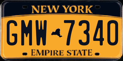 NY license plate GMW7340