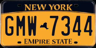 NY license plate GMW7344