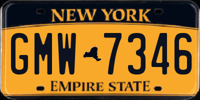 NY license plate GMW7346