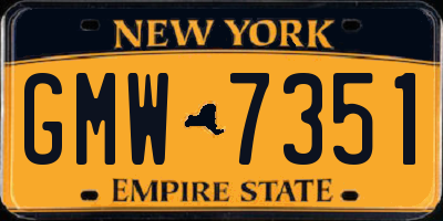 NY license plate GMW7351