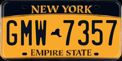 NY license plate GMW7357
