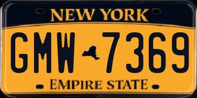 NY license plate GMW7369