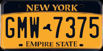 NY license plate GMW7375