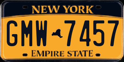 NY license plate GMW7457