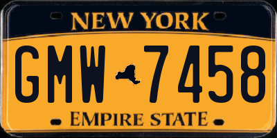 NY license plate GMW7458