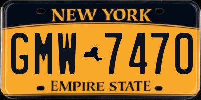 NY license plate GMW7470