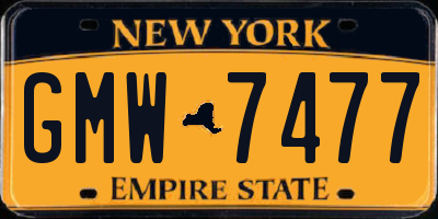 NY license plate GMW7477