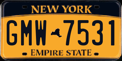 NY license plate GMW7531