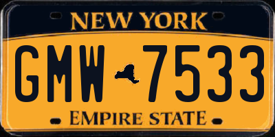 NY license plate GMW7533