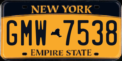 NY license plate GMW7538