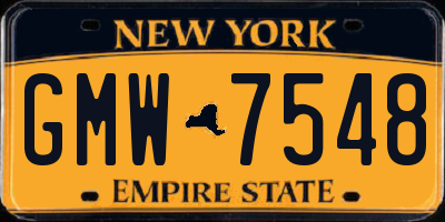 NY license plate GMW7548