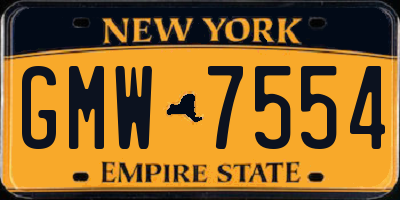 NY license plate GMW7554