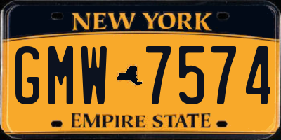 NY license plate GMW7574