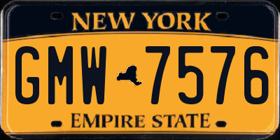 NY license plate GMW7576