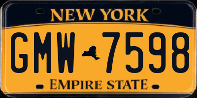 NY license plate GMW7598