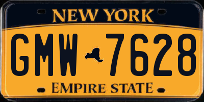 NY license plate GMW7628