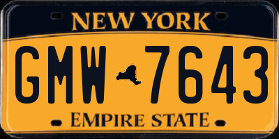 NY license plate GMW7643
