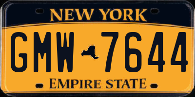 NY license plate GMW7644