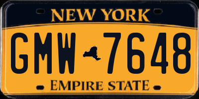 NY license plate GMW7648