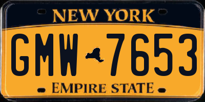 NY license plate GMW7653