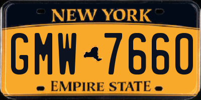 NY license plate GMW7660