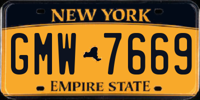 NY license plate GMW7669