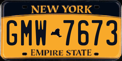 NY license plate GMW7673