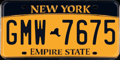 NY license plate GMW7675