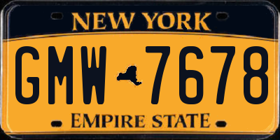 NY license plate GMW7678