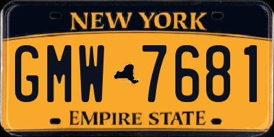 NY license plate GMW7681