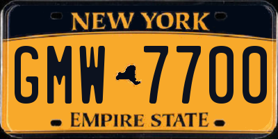 NY license plate GMW7700