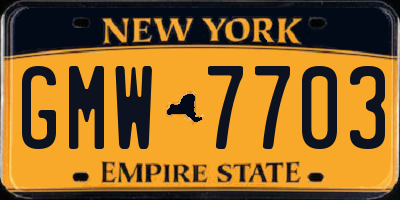 NY license plate GMW7703