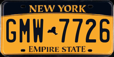 NY license plate GMW7726