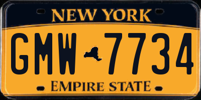 NY license plate GMW7734