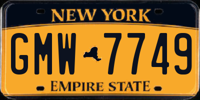 NY license plate GMW7749