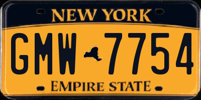 NY license plate GMW7754