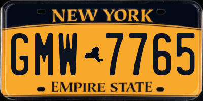 NY license plate GMW7765