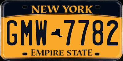 NY license plate GMW7782