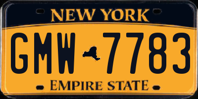 NY license plate GMW7783