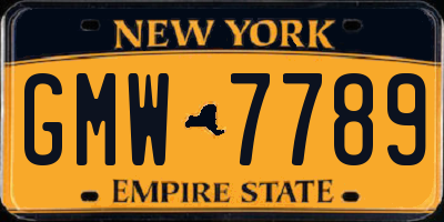 NY license plate GMW7789