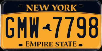 NY license plate GMW7798
