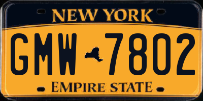 NY license plate GMW7802