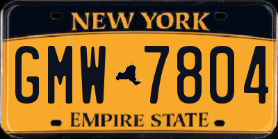 NY license plate GMW7804