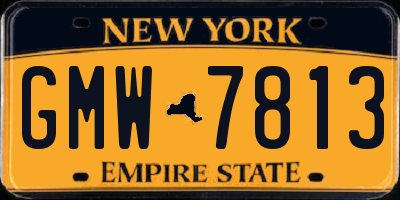 NY license plate GMW7813